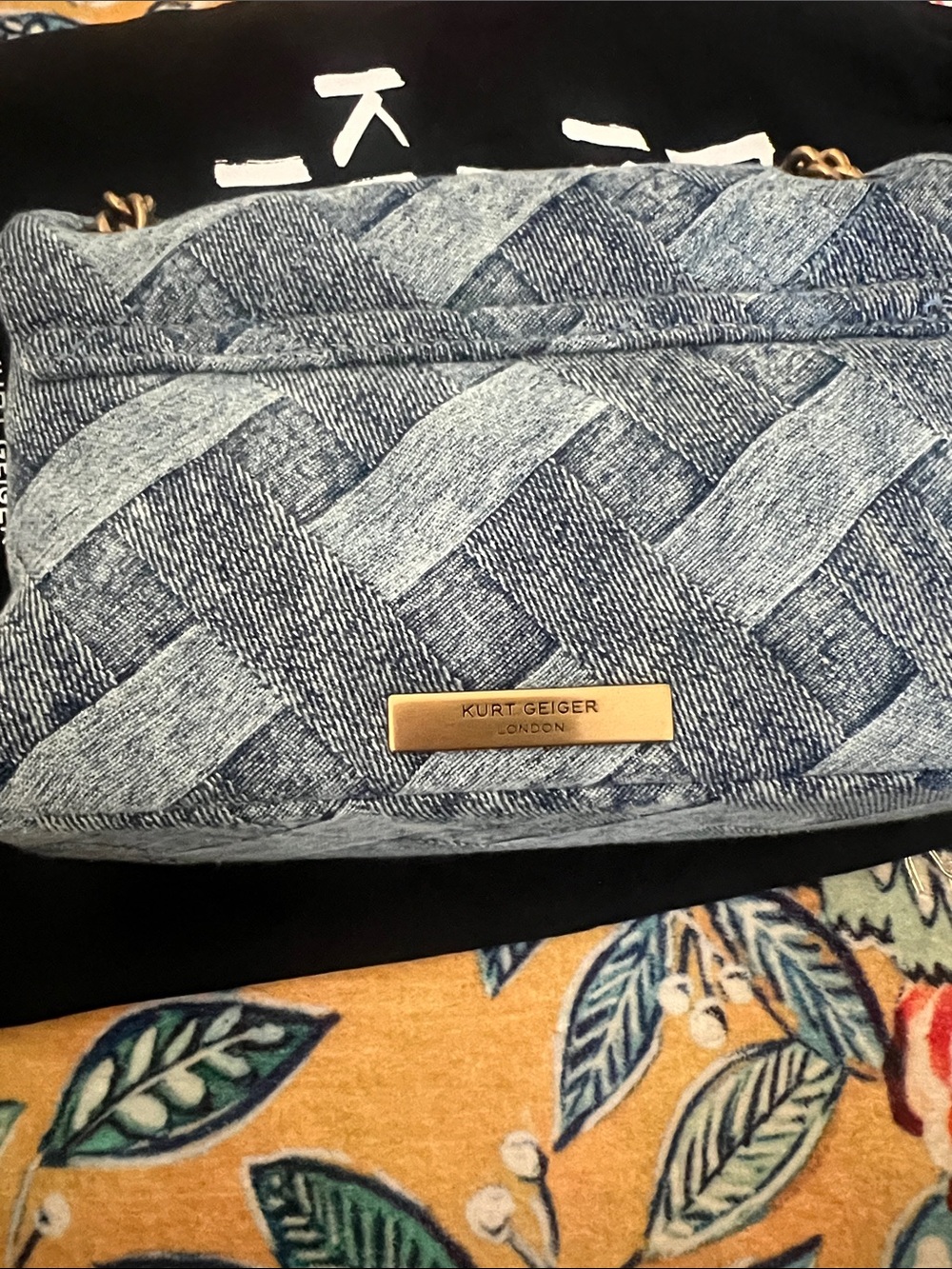 Kurt Geiger Denim Woven Crossbody with Gold-Tone Eagle Clasp - Picture 5 of 10